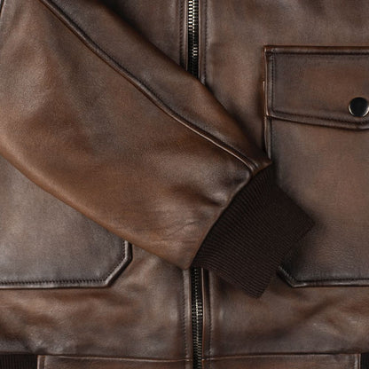 Men G-1 Flight Chocolate Brown Genuine Leather Bomber Jacket