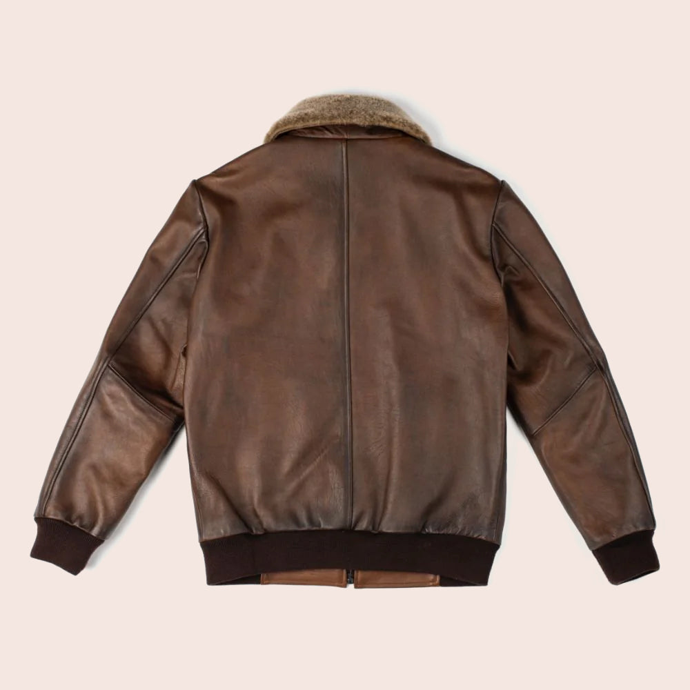 Men G-1 Flight Chocolate Brown Genuine Leather Bomber Jacket