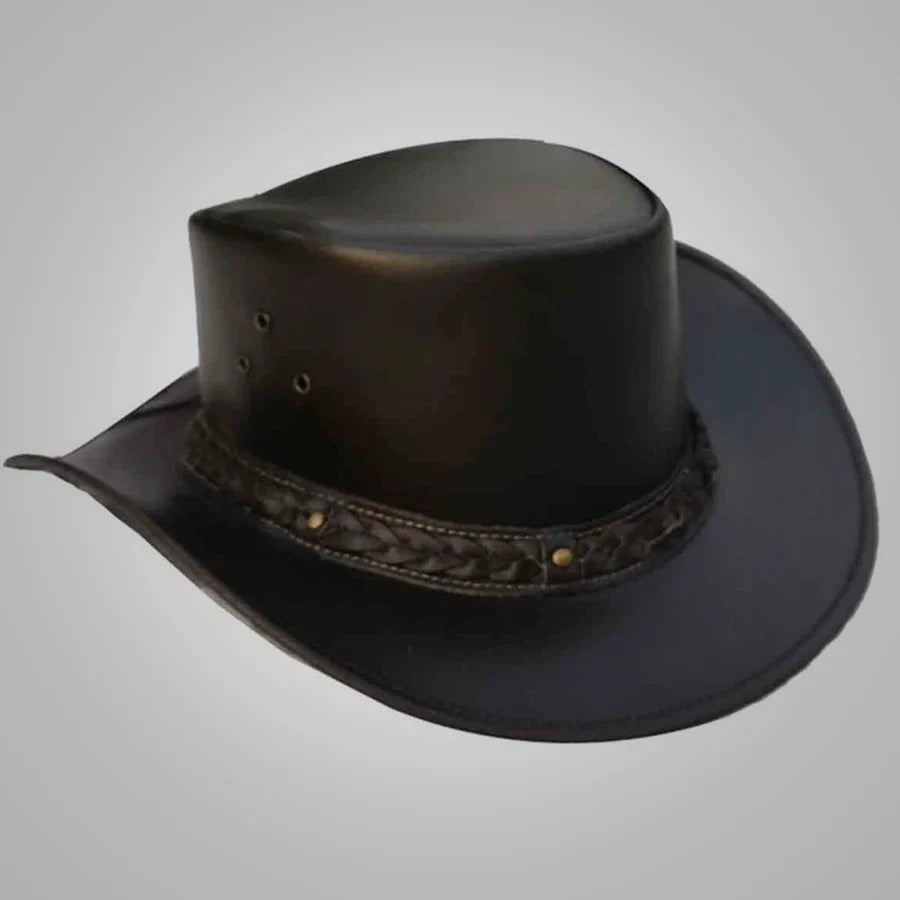 Genuine Leather Cowboy Hat - Western Style for Men