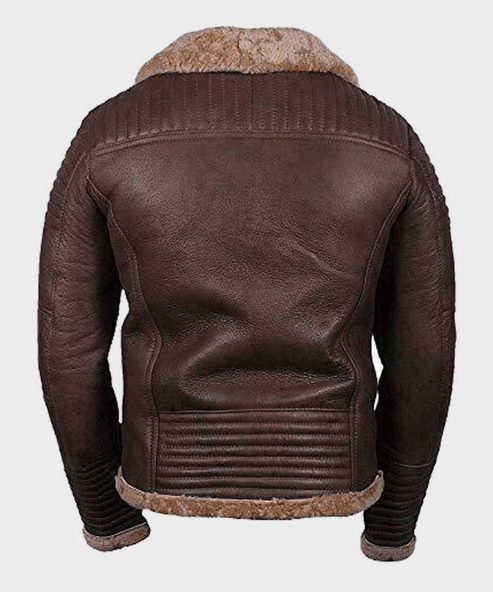 Men Stylish Brown Sheepskin Leather Shearling Jacket
