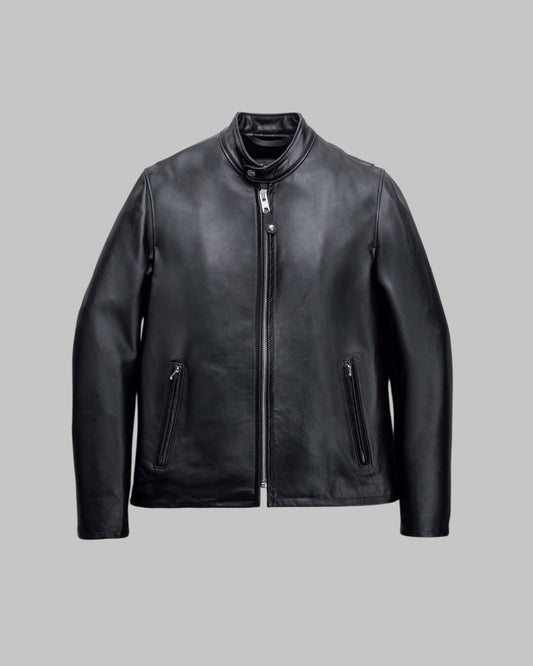 Men Stylish Cowhide Cafe Racer Leather Jacket