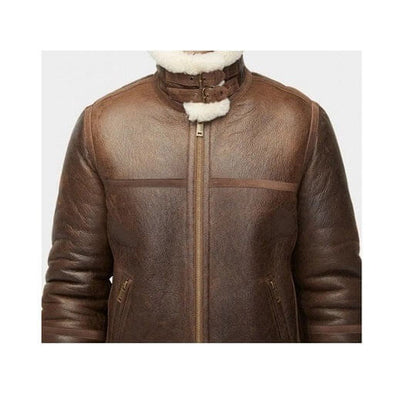 Men’s Aviator Sheepskin Shearling Leather Jacket - Classic Style