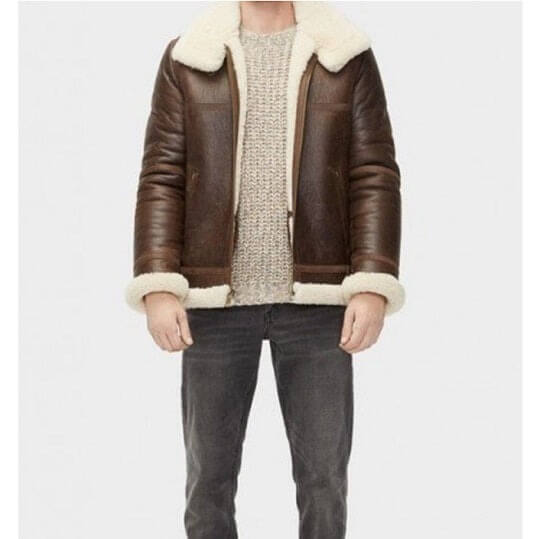 Men’s Aviator Sheepskin Shearling Leather Jacket - Classic Style