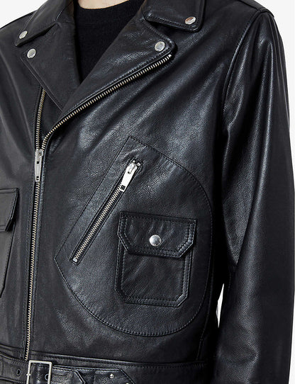 Classic Men’s Black Leather Biker Jacket