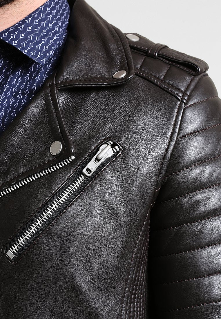 Sleek Men’s Black Leather Biker Jacket