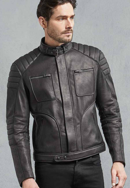 Stylish Men’s Black Leather Biker Jacket