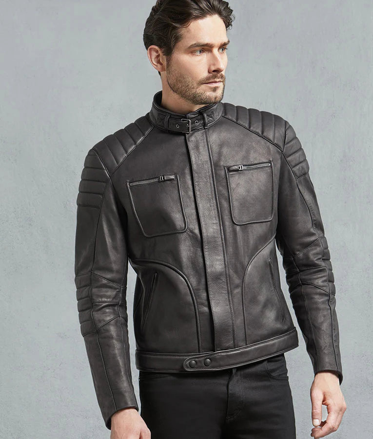 Stylish Men’s Black Leather Biker Jacket