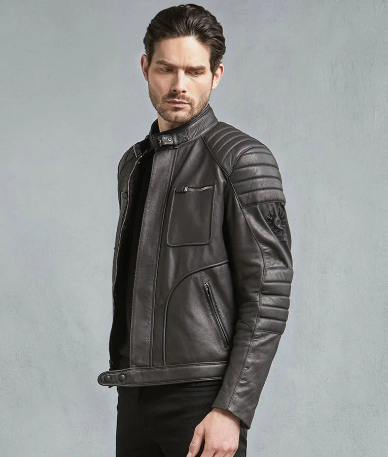 Stylish Men’s Black Leather Biker Jacket