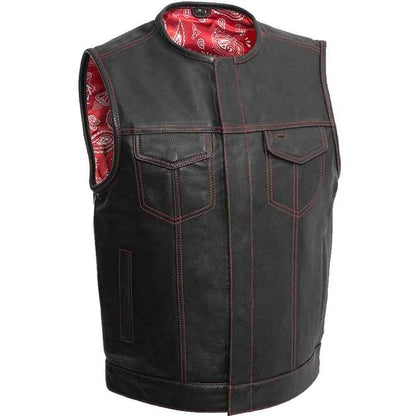 Men’s Black Leather Biker Vest