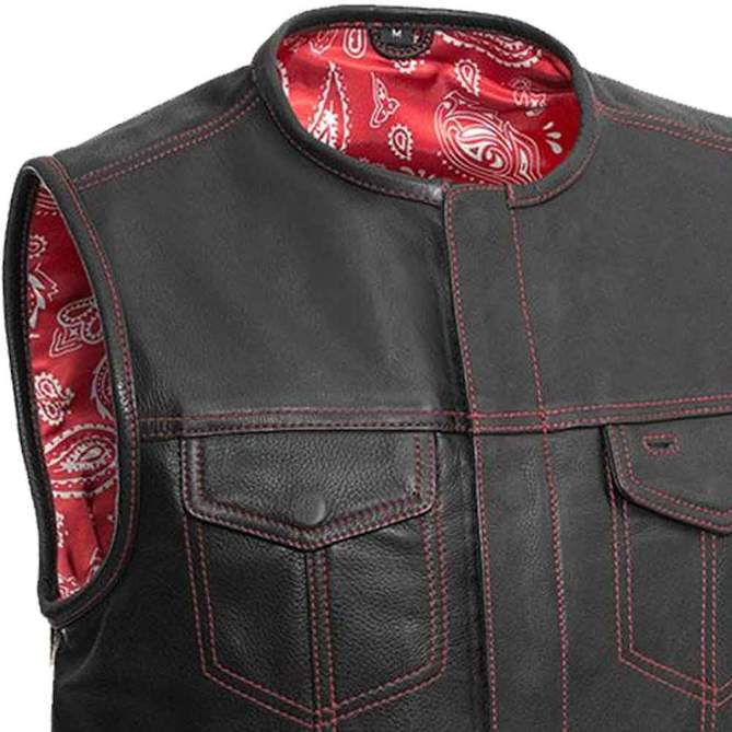 Men’s Black Leather Biker Vest