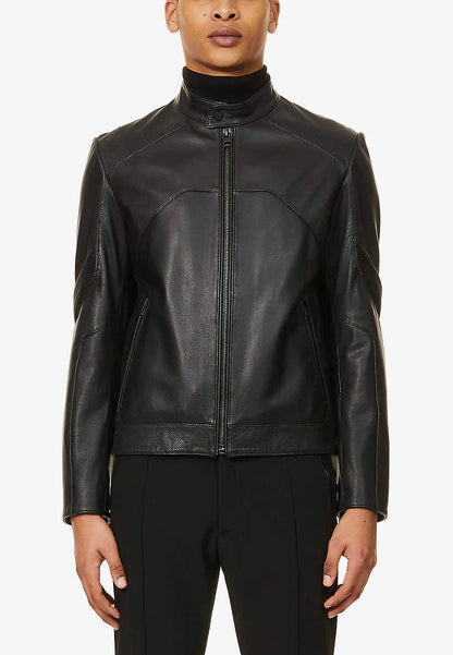 Men's Black Leather Perforated Biker Jacket - Cool and Comfortable