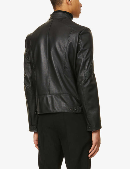 Men's Black Leather Perforated Biker Jacket - Cool and Comfortable