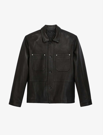 Men’s Black Leather Shirt - Classic Elegance and Comfort