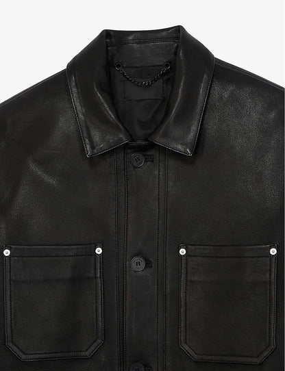 Men’s Black Leather Shirt - Classic Elegance and Comfort