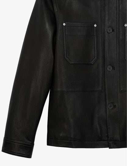 Men’s Black Leather Shirt - Classic Elegance and Comfort