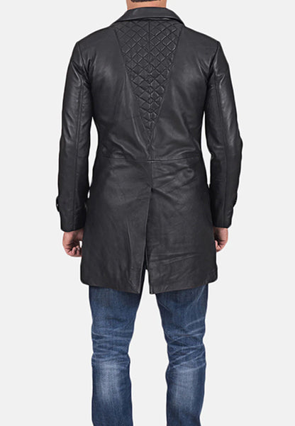 Men’s Black Leather Trench Coat - Timeless Style and Functionality