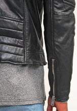 Men’s Black Quilted Leather Biker Jacket - Sleek Style and Warmth