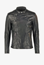 Men’s Black Quilted Leather Biker Jacket - Sleek Style and Warmth