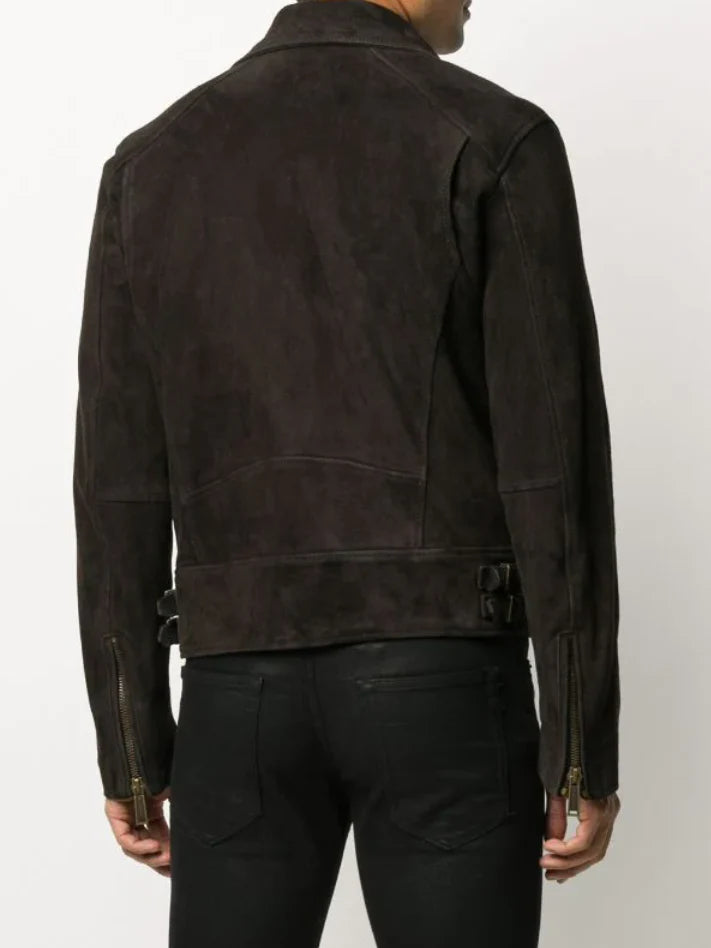 Men’s Black Suede Leather Biker Jacket - Classic Style and Comfort