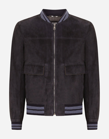 Men's Black Suede Leather Bomber jacket