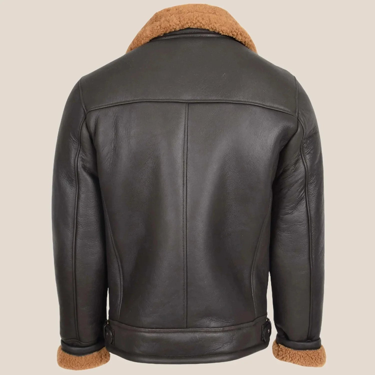 Men's Brown Cross-Zip Sheepskin Aviator Pilot Jacket