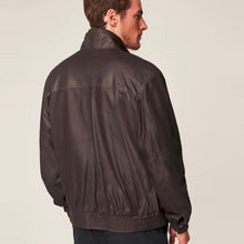 Men's Classic Brown Sheepskin Leather Aviator Bomber Jacket