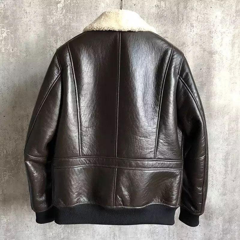 Men's Dark Brown B3 Shearling Sheepskin Bomber Jacket