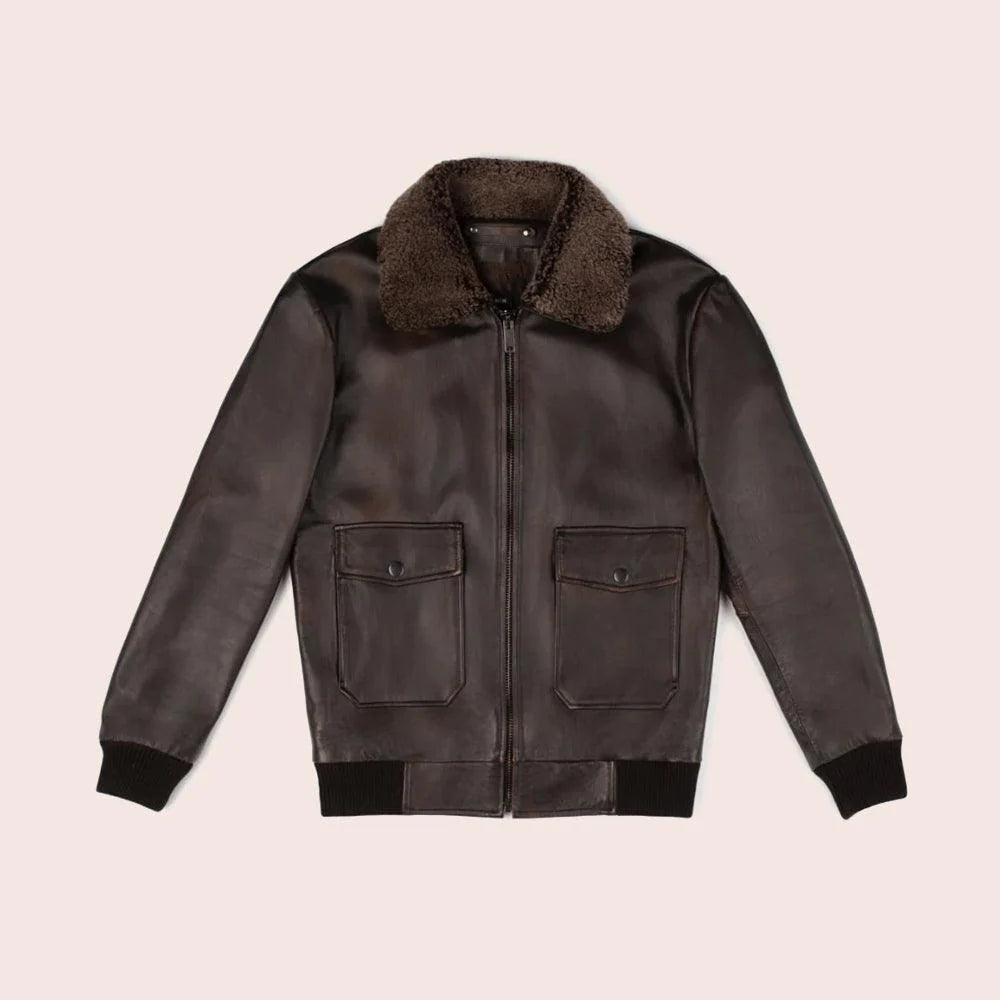 Men's Iconic Brown Leather G-1 Flight Bomber Jacket