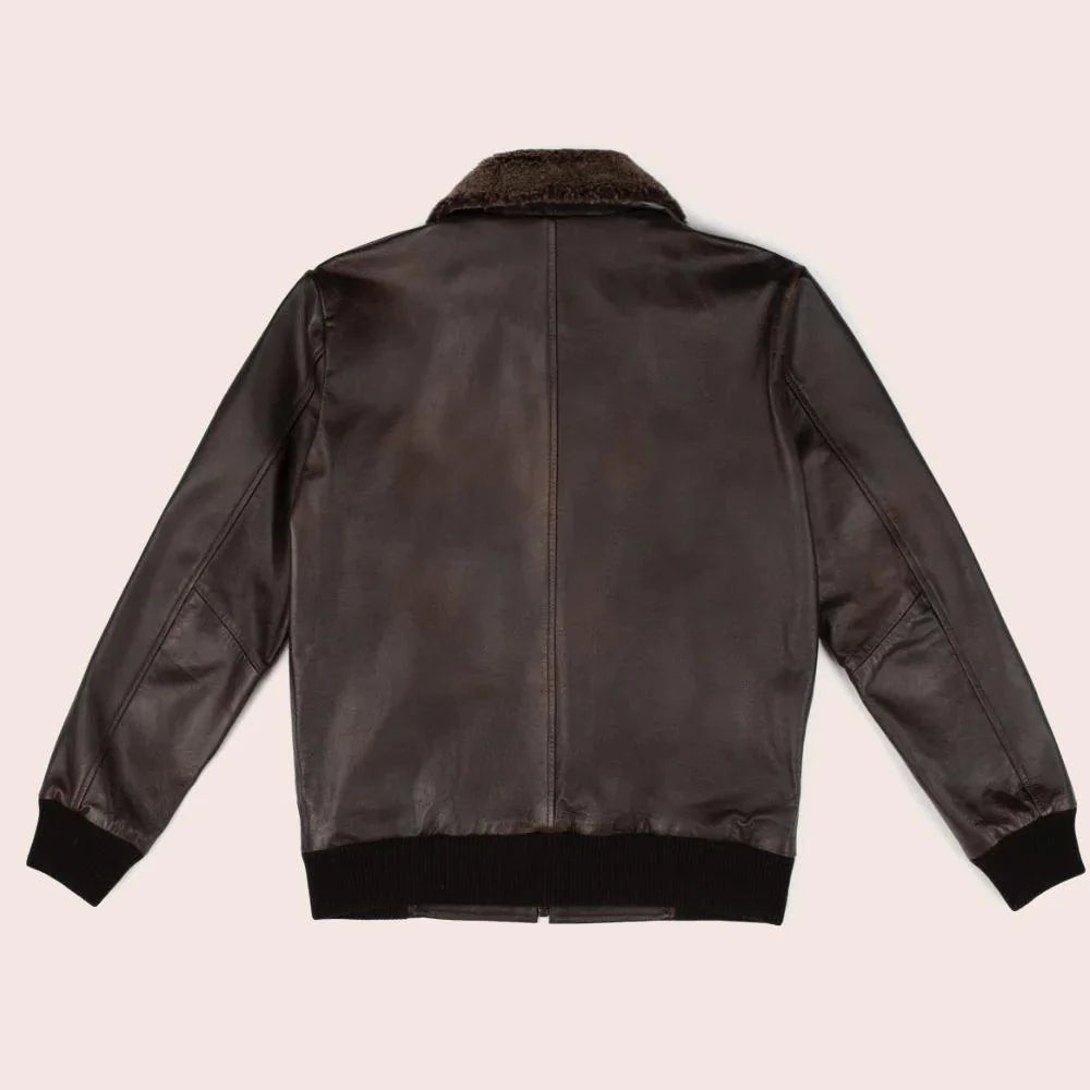 Men's Iconic Brown Leather G-1 Flight Bomber Jacket