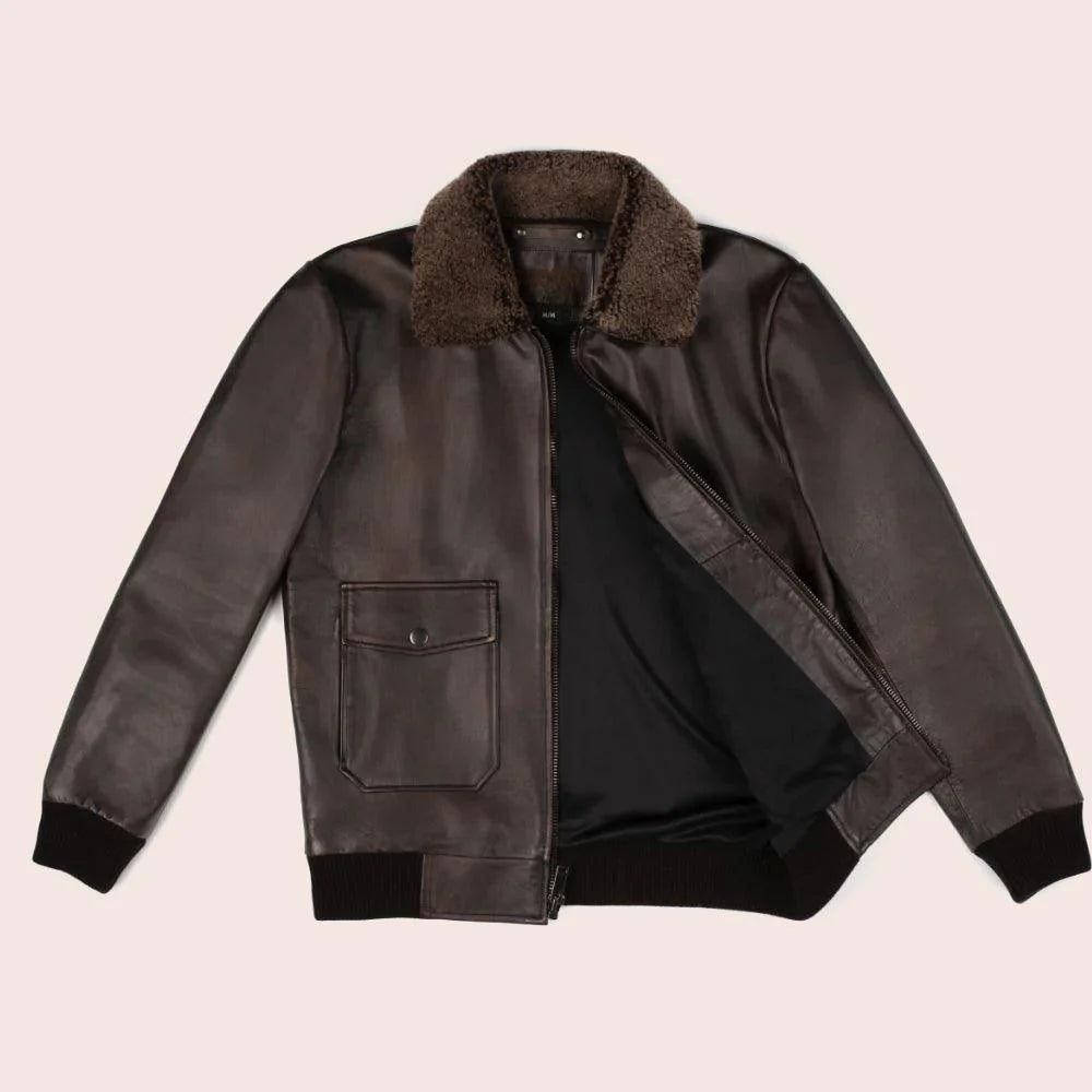 Men's Iconic Brown Leather G-1 Flight Bomber Jacket