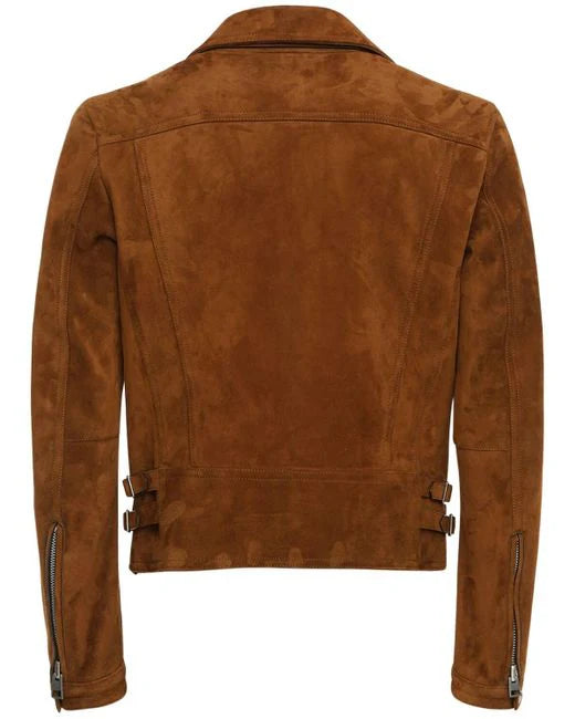 Men’s Tan Brown Leather Biker Jacket - Classic Style and Durability