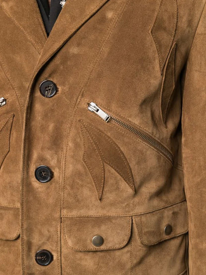 Men’s Tan Brown Suede Leather Biker Jacket - Classic Style and Comfort