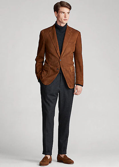  Men’s Tan Brown Suede Leather Blazer - Timeless Sophistication and Versatile Style