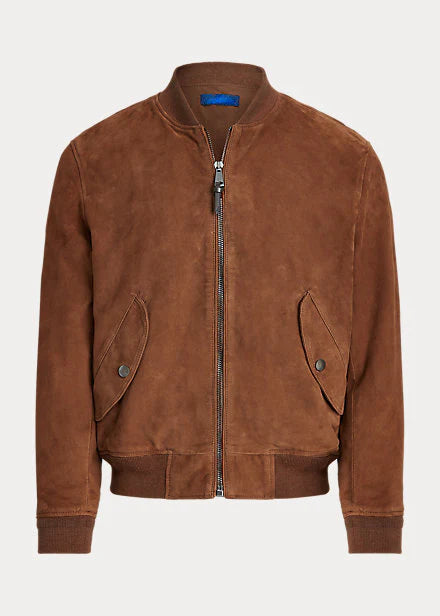 Men's Tan Brown Suede Leather Bomber Jacket - Stylish and Comfortable