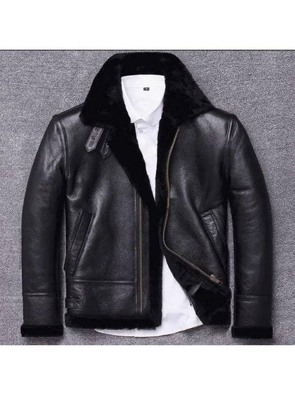 Classic Men's Winter Sheepskin Shearling Fur Coat