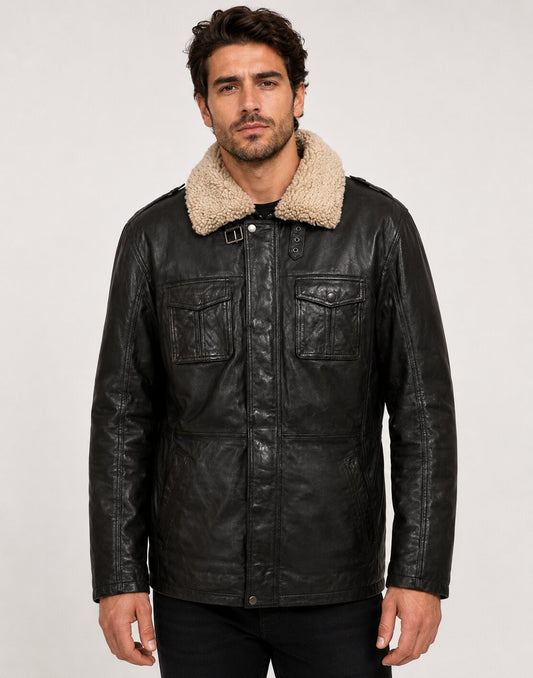 Men's Black Sheep Nappa Leather Coat