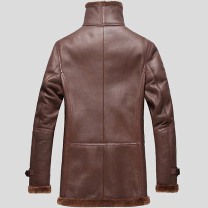 Men's Brown Shearling Sheepskin Double-Breasted Coat