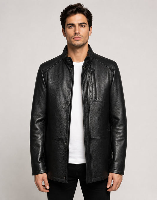 Men’s Classic Black Leather Coat