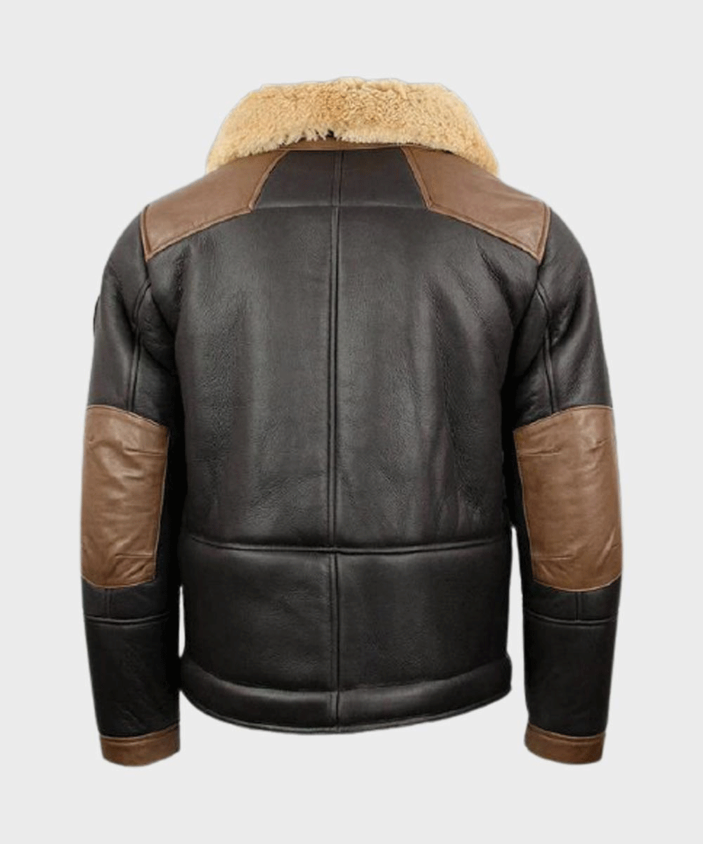 Classic Mens Shearling Black B3 Bomber Jacket with Authentic Sheepskin