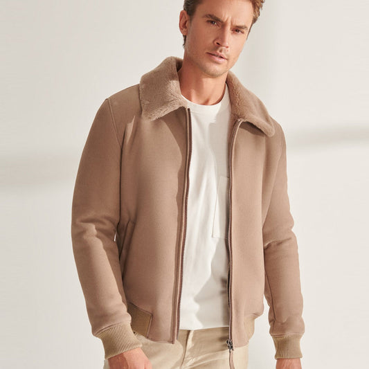  Men's B3 Aviator Shearling Genuine Leather Bomber Jacket