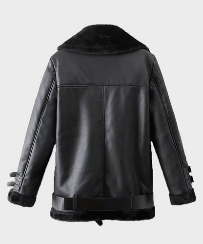 Men's Classic Black Shearling Winter Leather Jacket