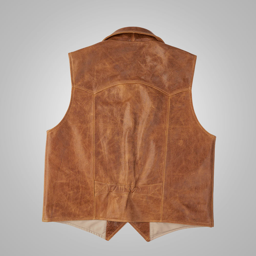 Men's Brown Western Cowboy Leather Vest