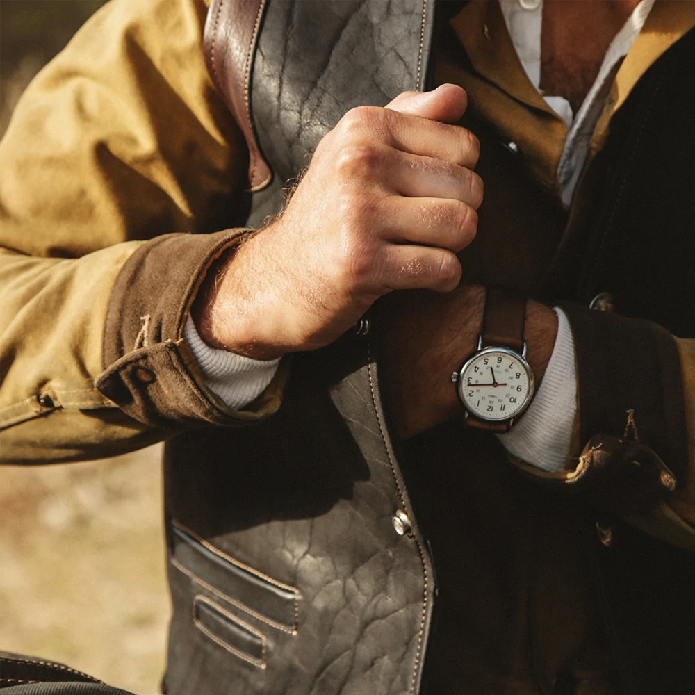 Men's Multi-Color Brown Buffalo Leather Vest