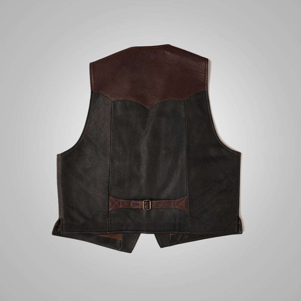 Men's Multi-Color Brown Buffalo Leather Vest