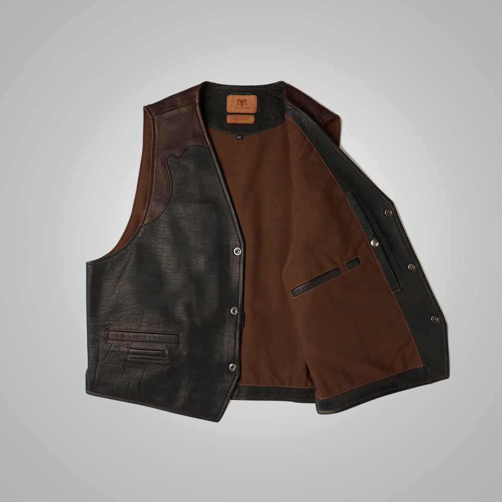 Men's Multi-Color Brown Buffalo Leather Vest