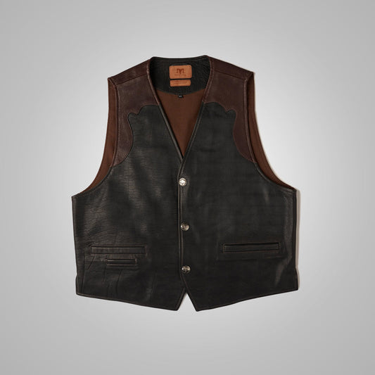 Men's Multi-Color Brown Buffalo Leather Vest