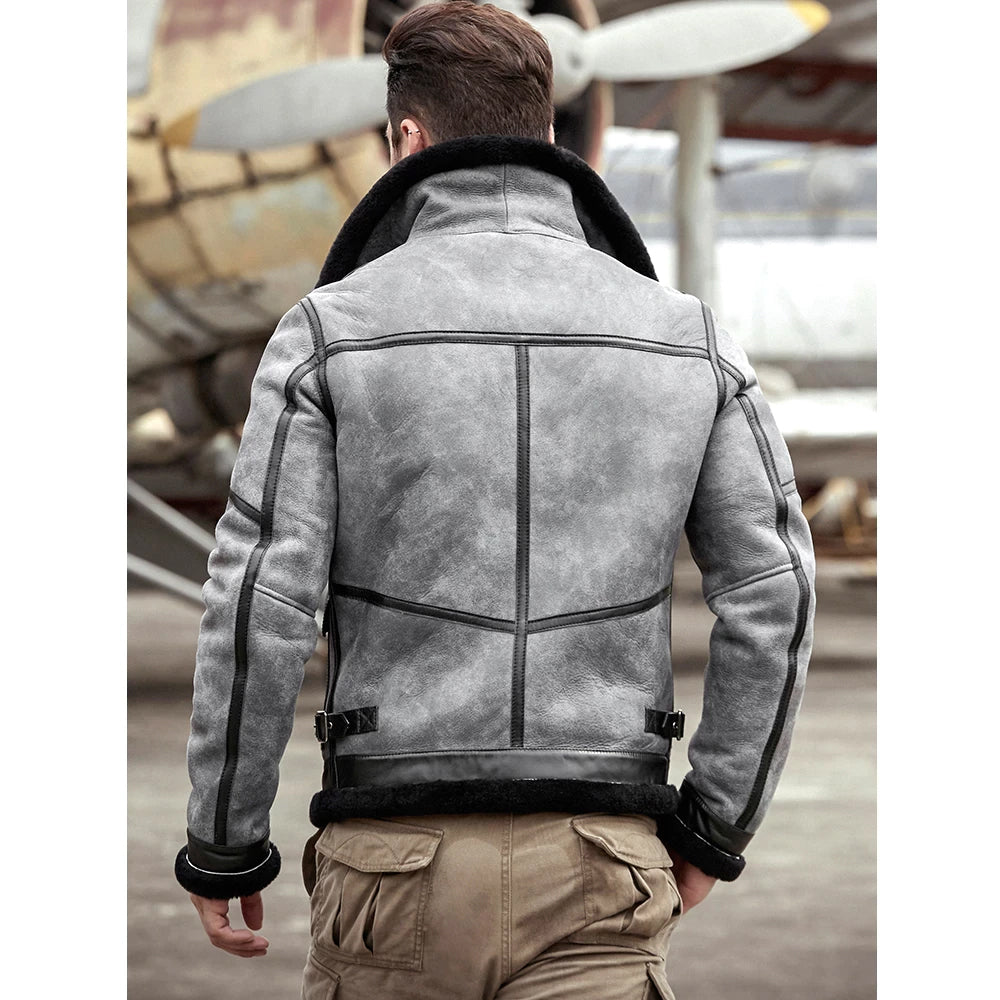  Men's Sheepskin RAF Airforce Pilot Shearling Aviator Jacket