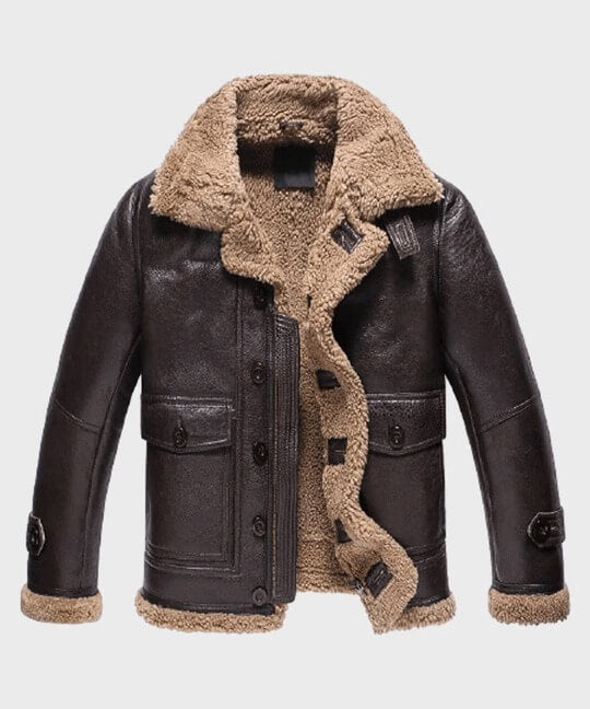 Men's Dark Brown Sheepskin Shearling Leather Jacket