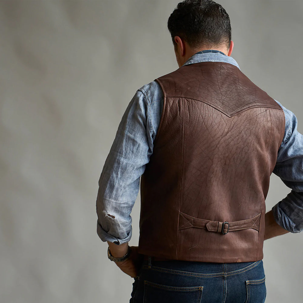 Men's Western Style Brown Leather Vest