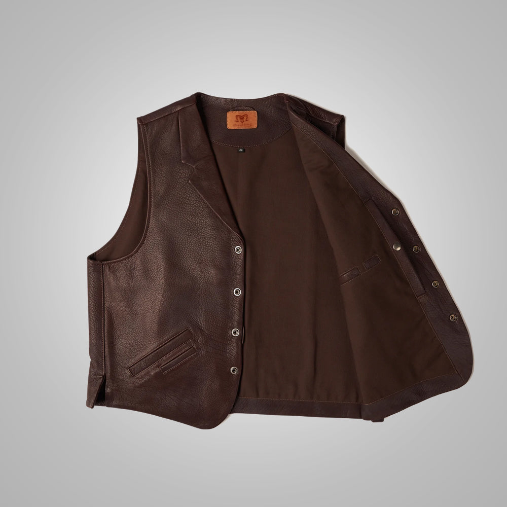 Men's Western Style Brown Leather Vest